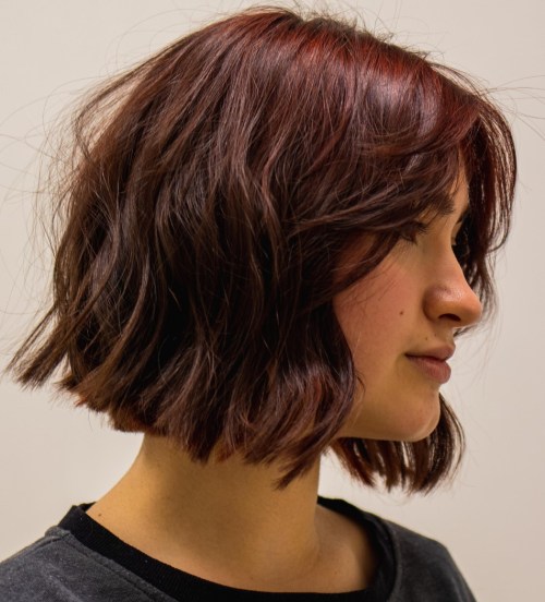 short hairstyles long bangs layers