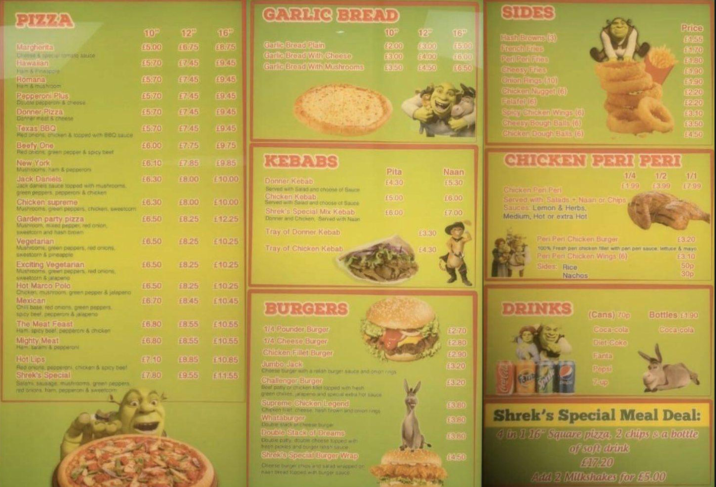 shreks pizza menu