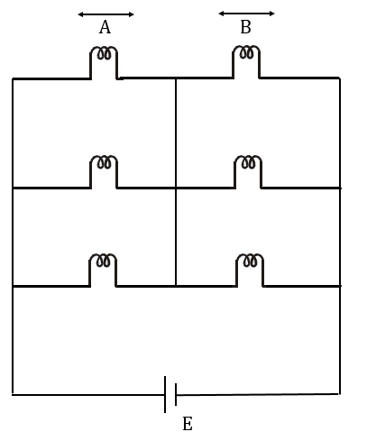 six similar bulbs are connected as shown in the figure