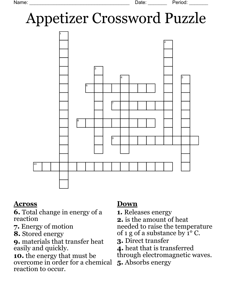 small appetiser crossword