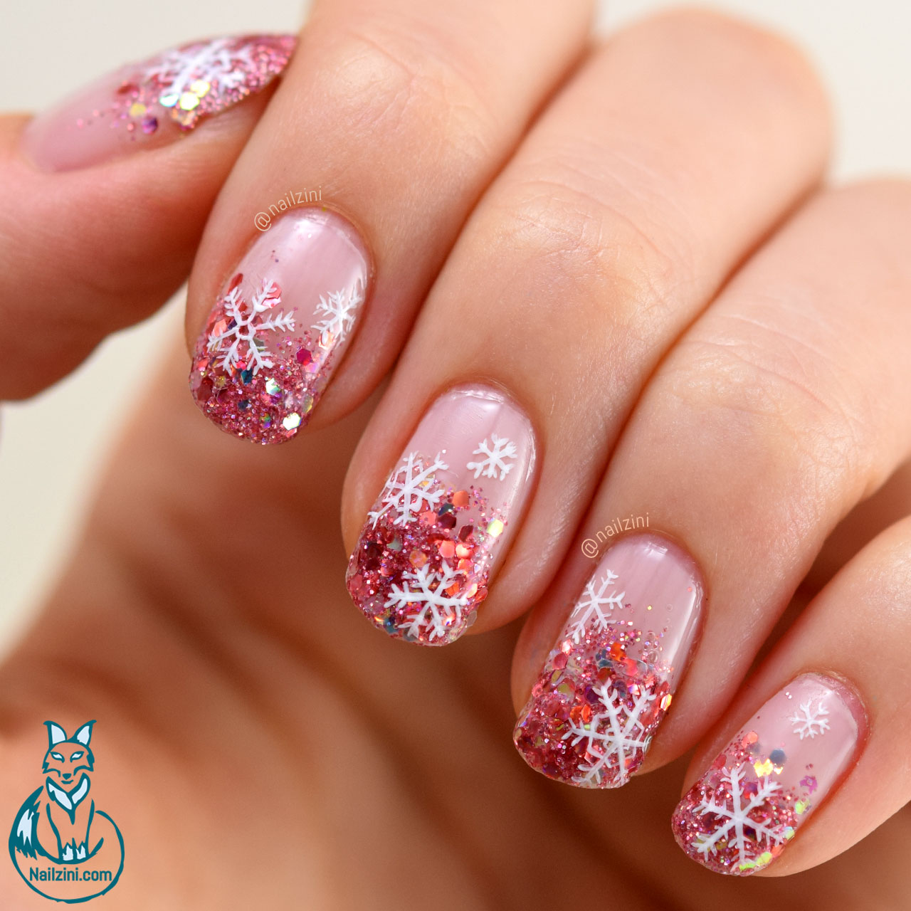 snowflake glitter nails