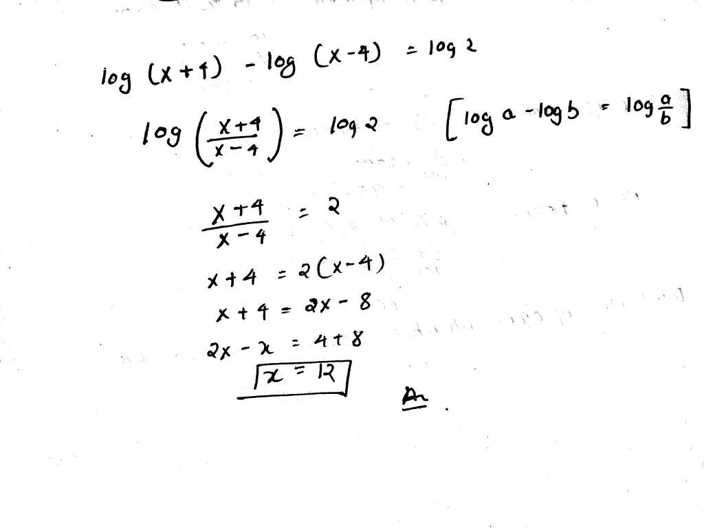 solve log x 4