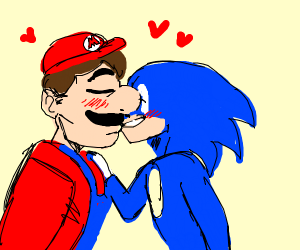 sonic and mario kissing