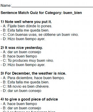 spanish worksheet answers