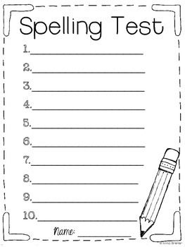 spelling test printable