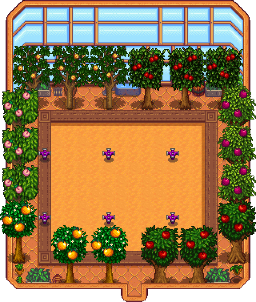 stardew valley greenhouse sprinkler layout