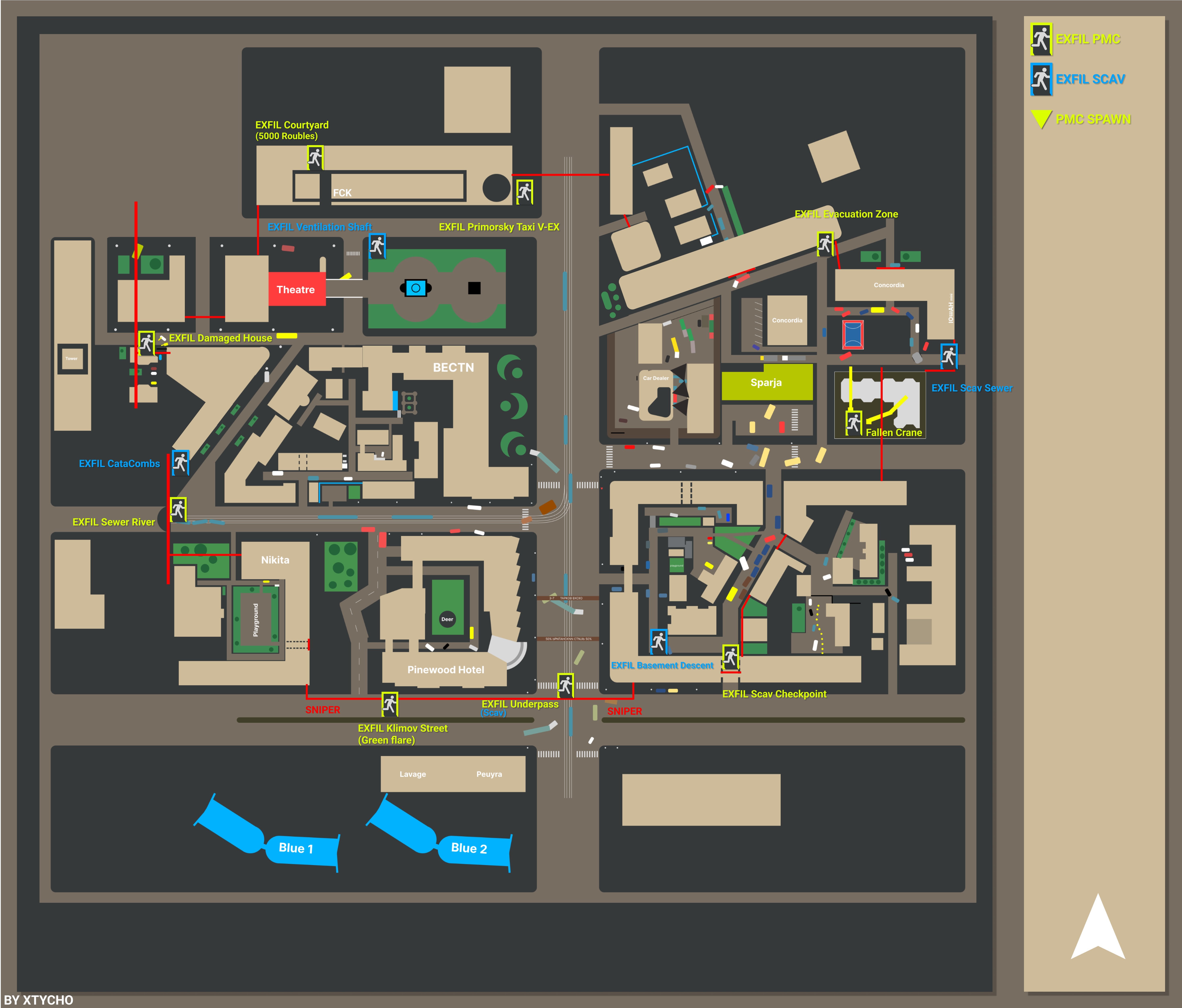 street of tarkov extract map