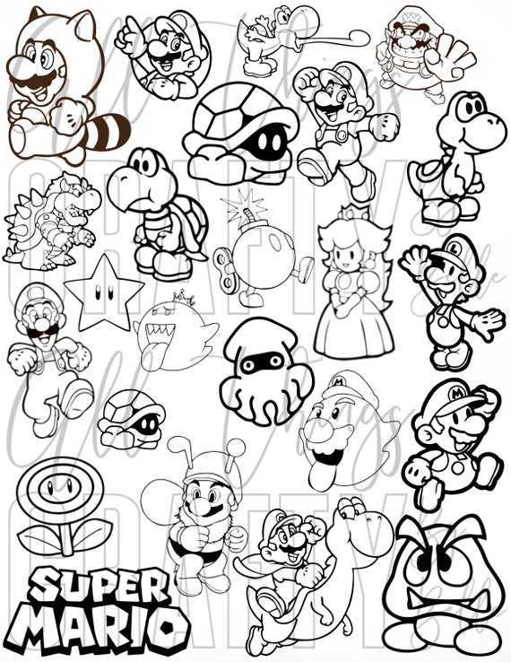 super mario colouring pages