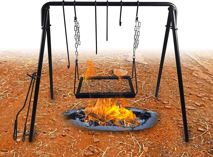 swing away campfire cooking stand