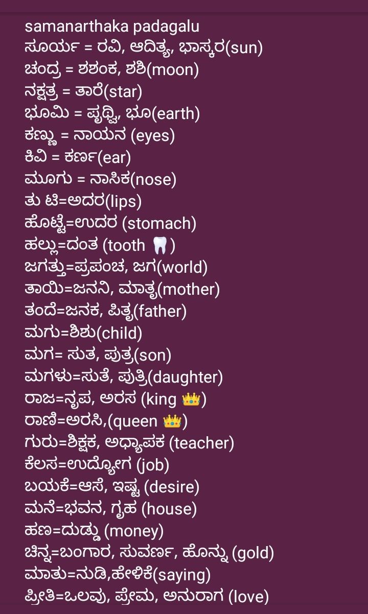 synonyms meaning in kannada