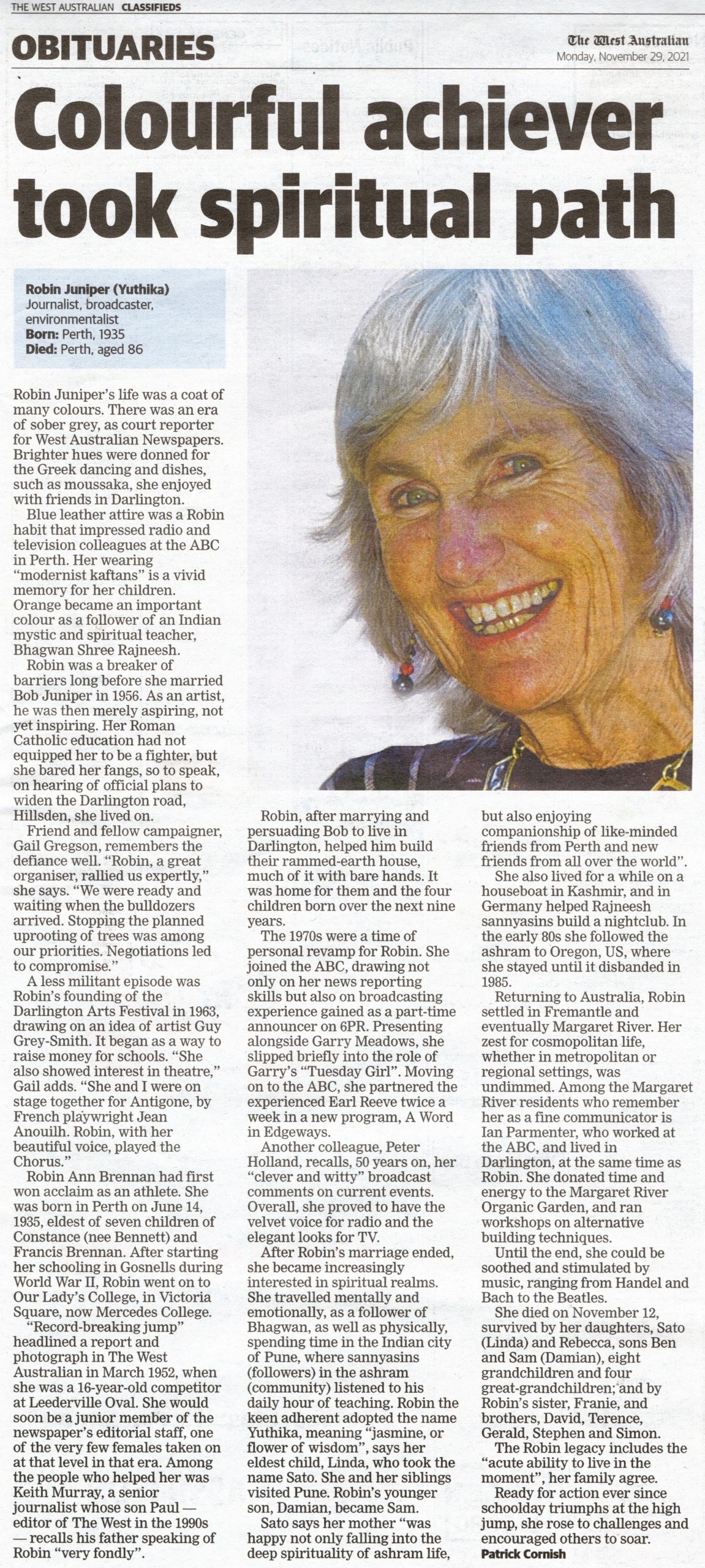 the west australian newspaper obituaries