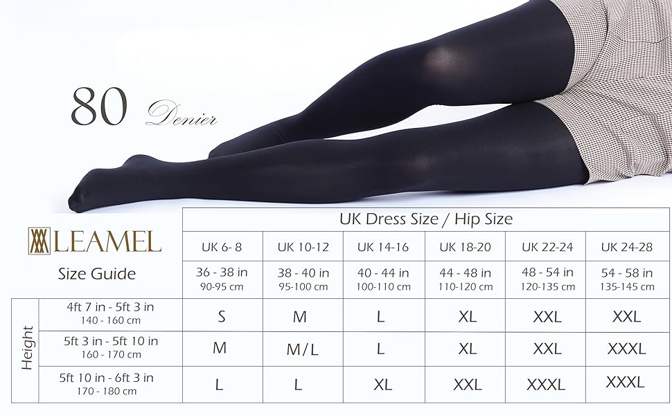 tights denier chart