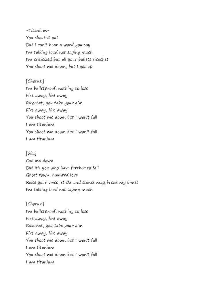 titanium lyrics pdf