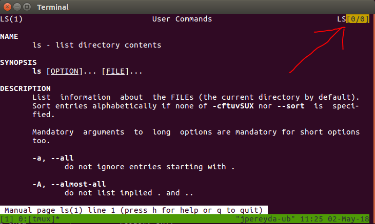 tmux scroll up