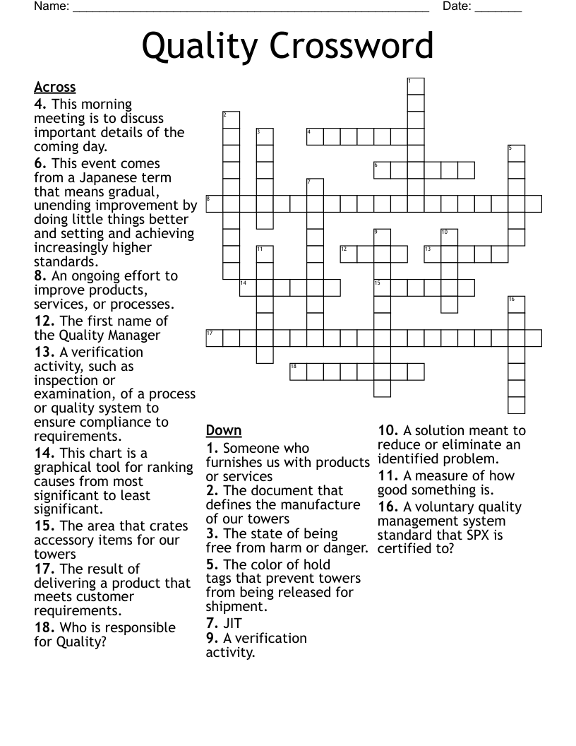 top quality crossword