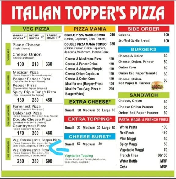 toppers pizza menu espanola