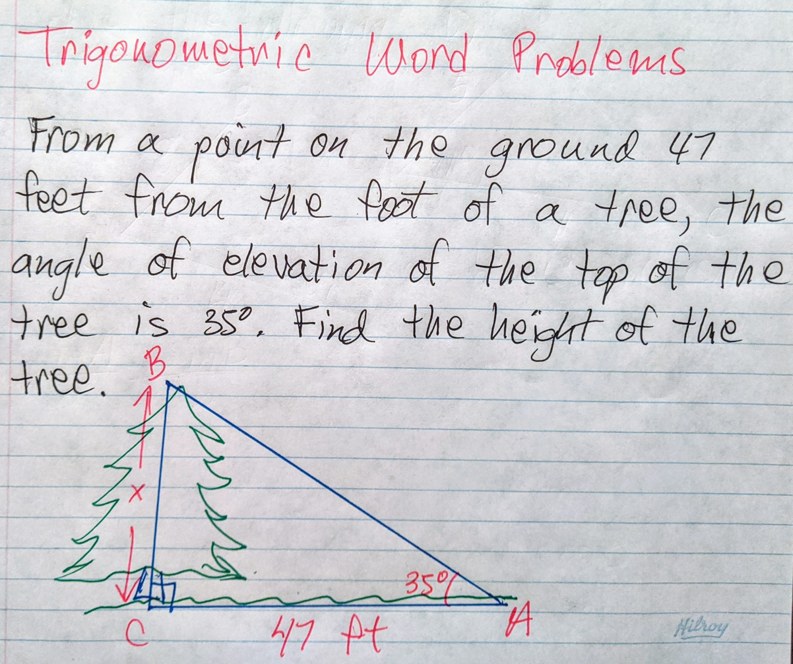 trigonometry word problems with solutions