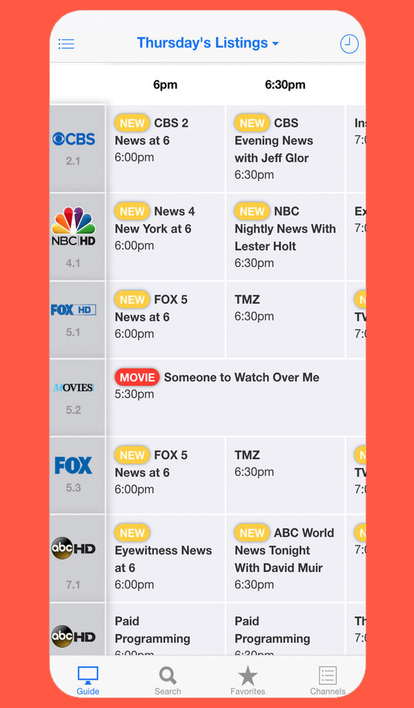 tv listings now