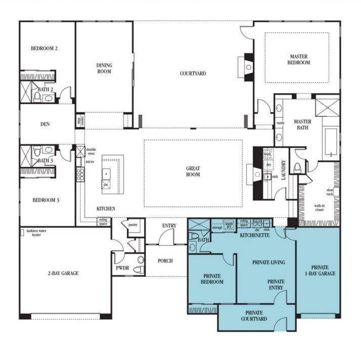 two separate living quarter house plans with attached guest house