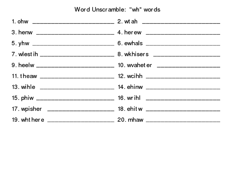 unscramble letters to words