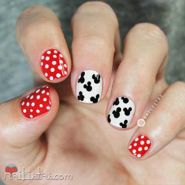 uñas de mickey mouse paso a paso