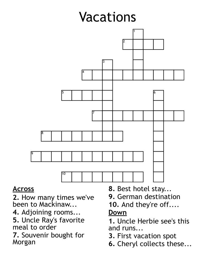 vacation spot crossword