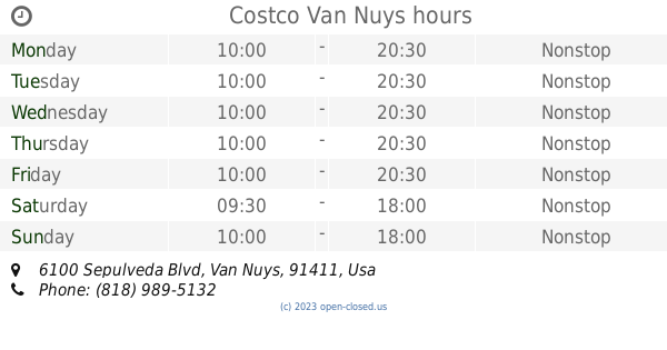 van nuys costco gas hours