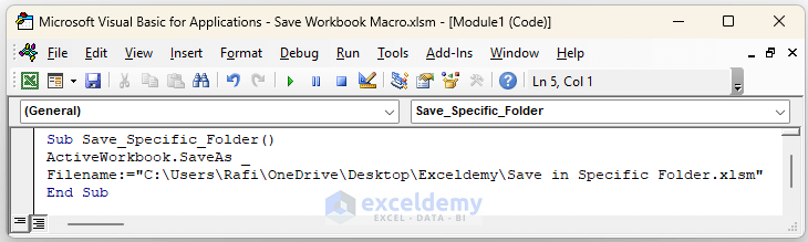 vba save workbook