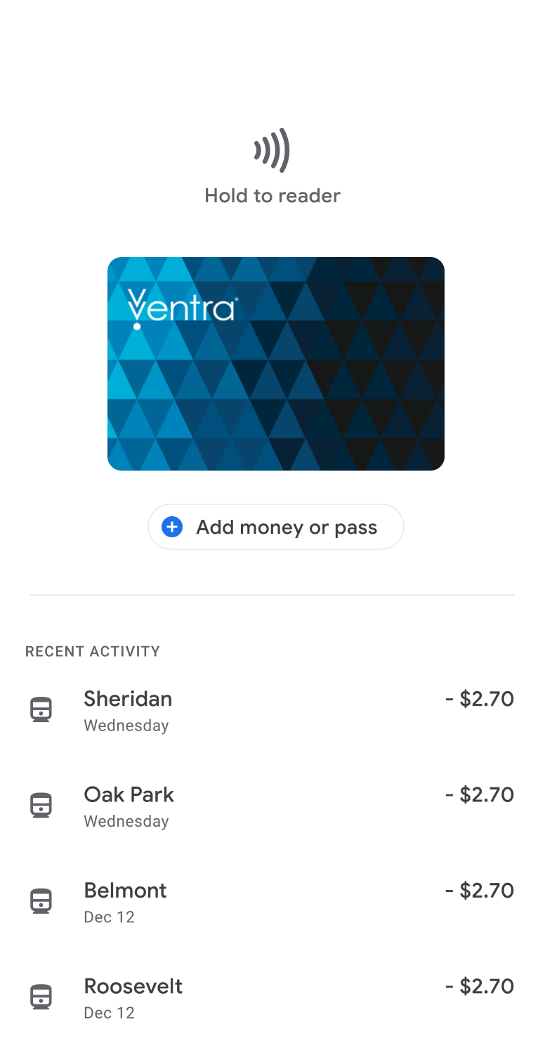 ventra card amount