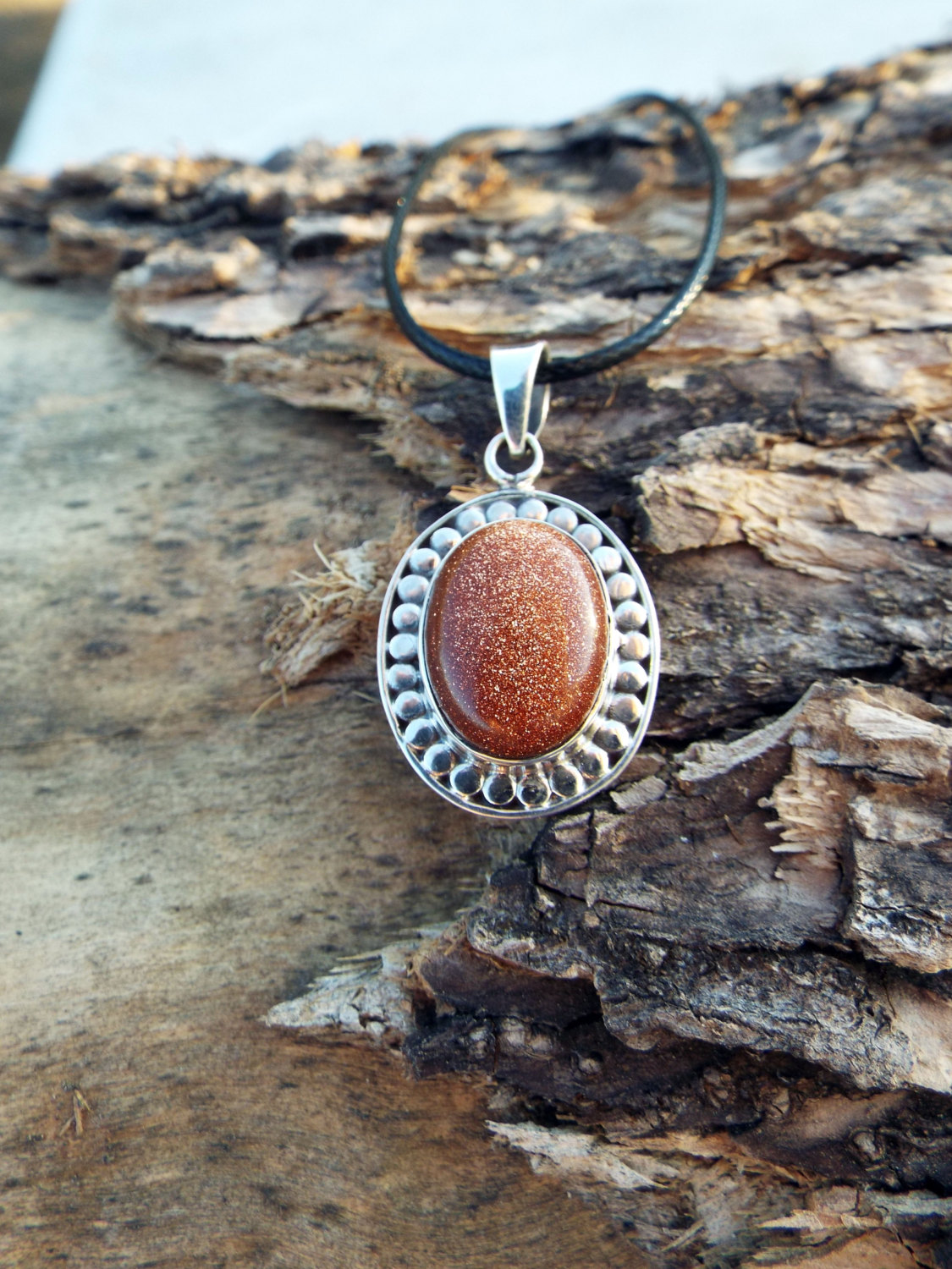 vintage stone pendant