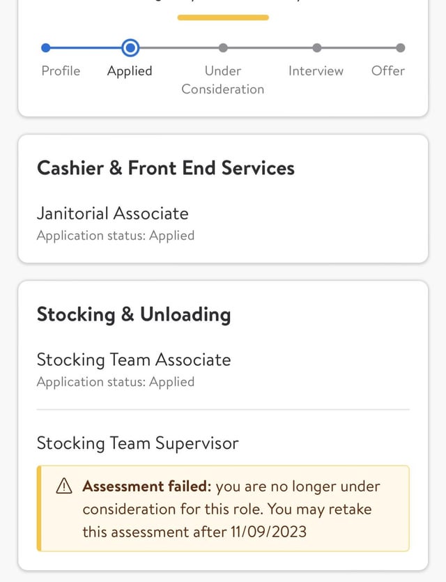 walmart assessment failed