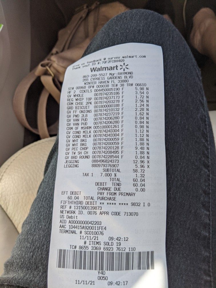 walmart receipt tc