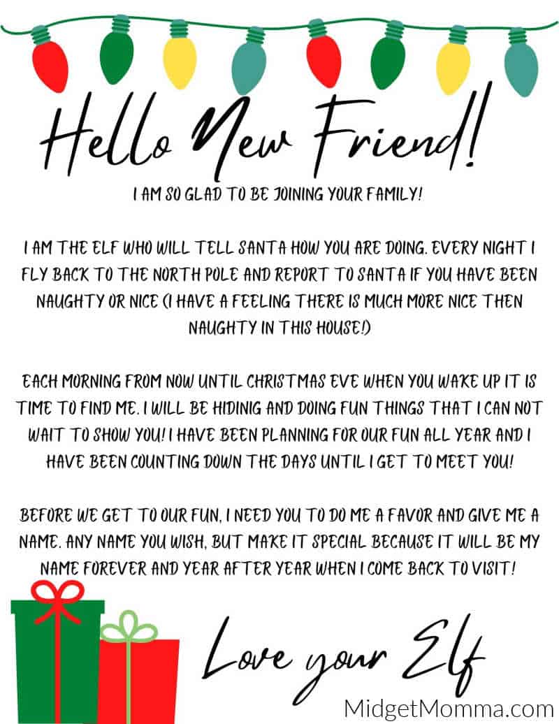 welcome letter from elf on the shelf