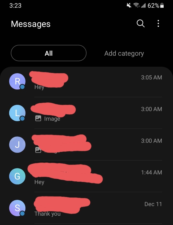 what does the blue dot mean on samsung text message