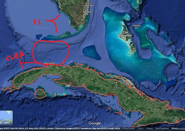 what is the approximate distance between cuba and florida