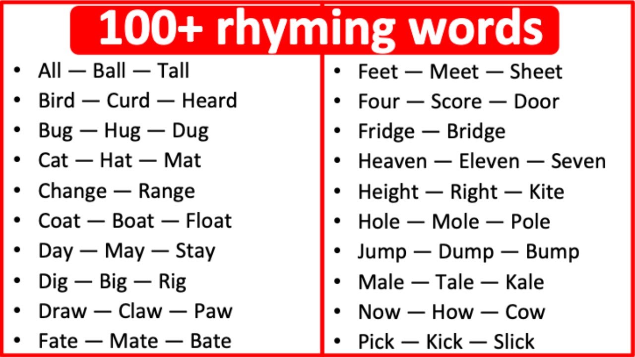 what words rhyme with all