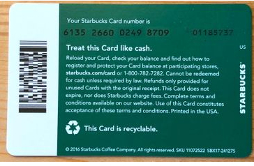 where is starbucks security code on card