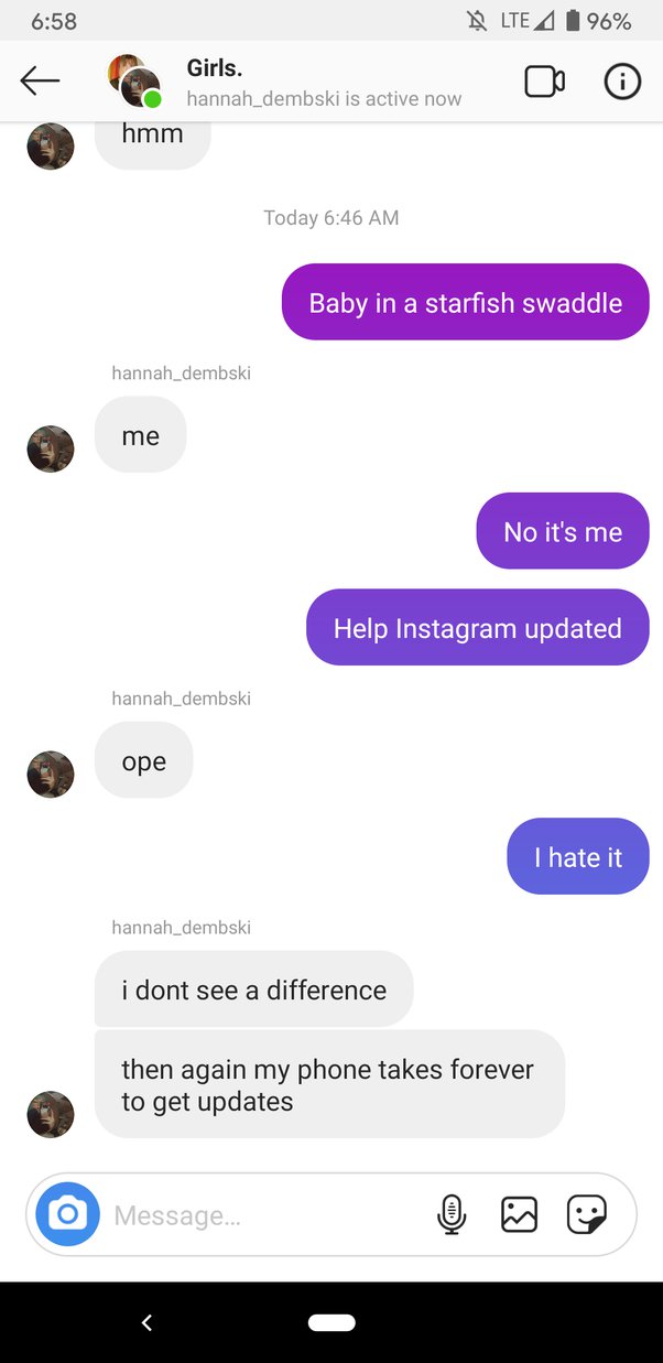 why are my instagram dms purple