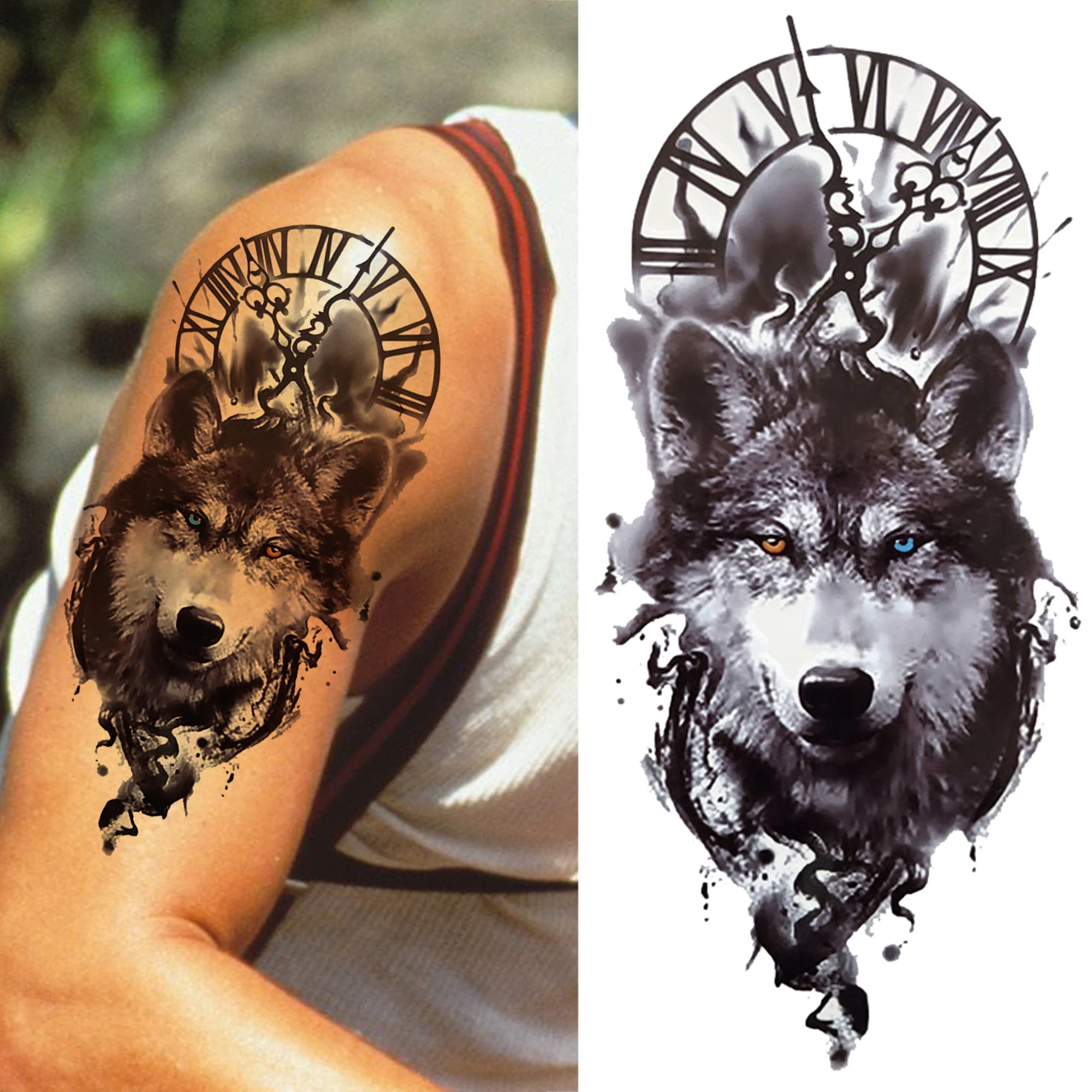 wolf tattoos on thigh