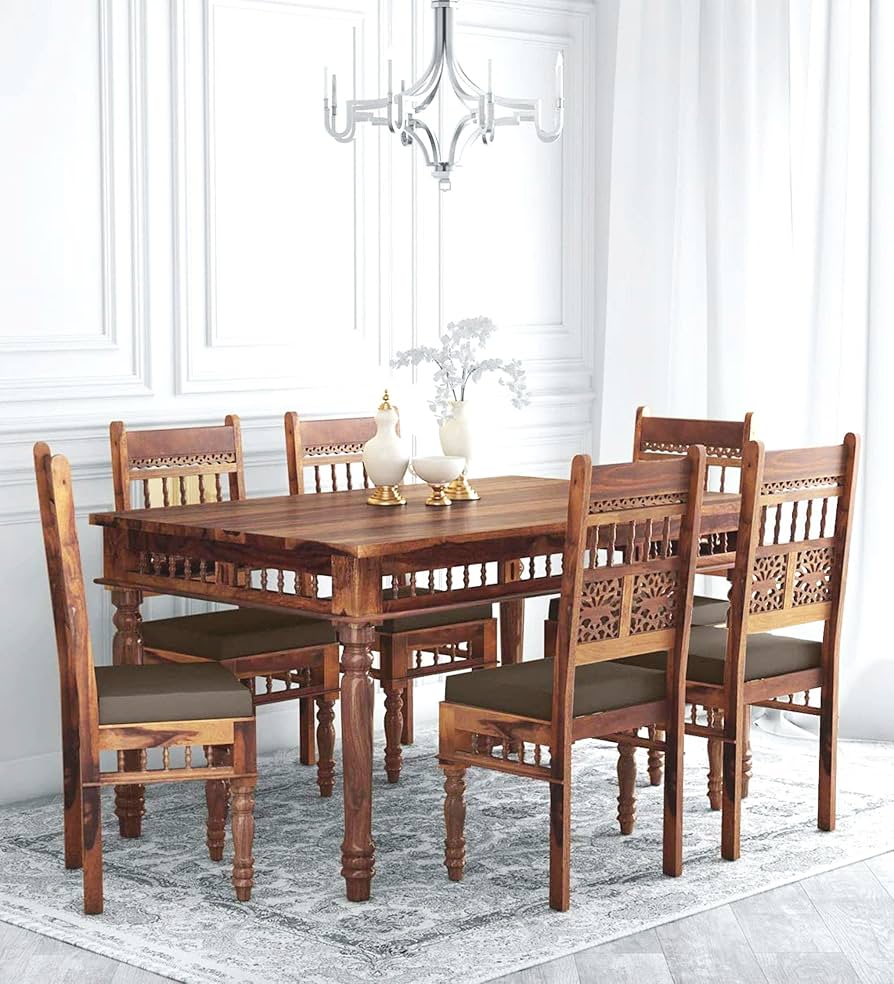 wooden dining table set 6 seater