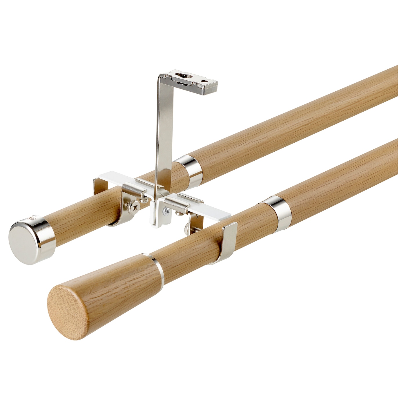 wooden double curtain pole