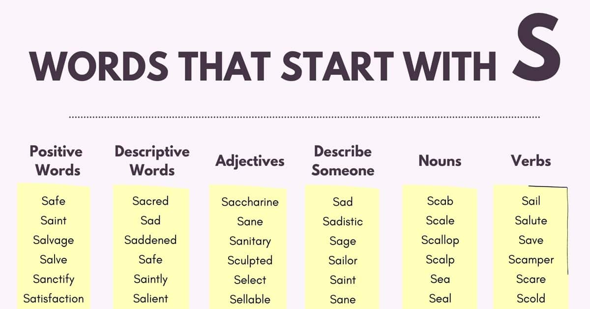 words that start with s and end with at