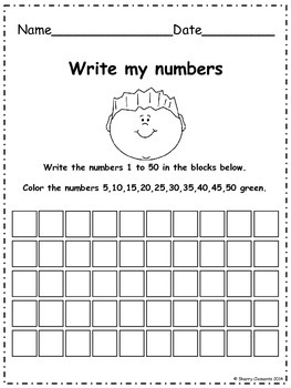 writing numbers 1 50 worksheet