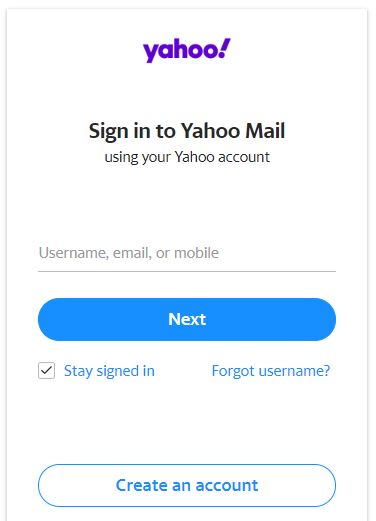 yahoo login mail