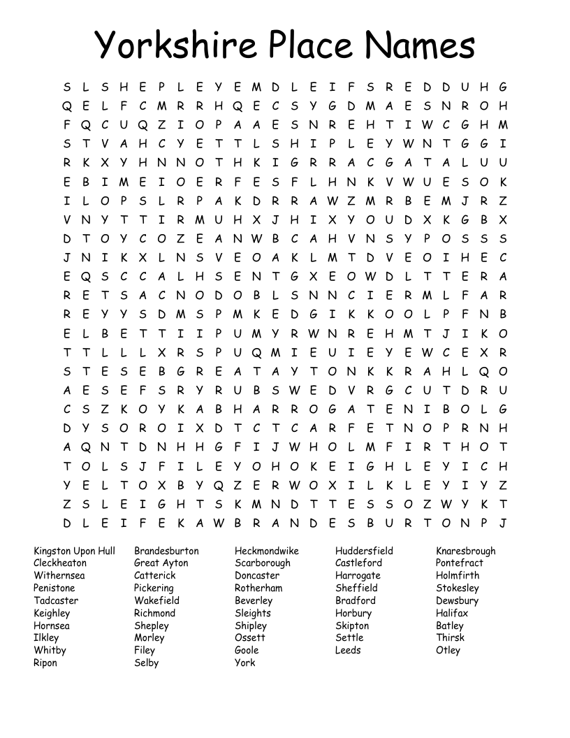 yorkshire town crossword